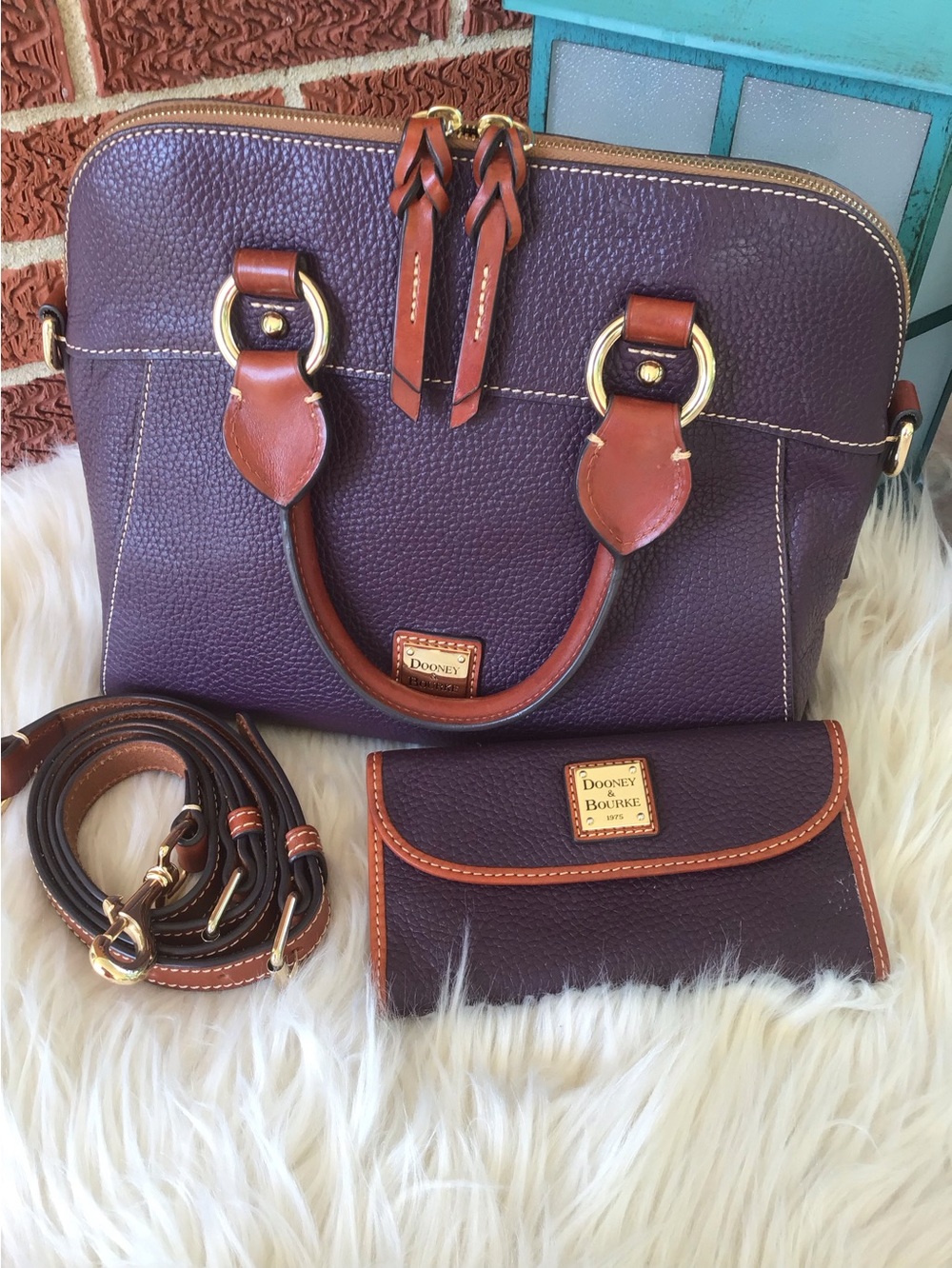 Dooney SET Cameron Satchel & Wallet Plum Wine - Picture 2 of 16